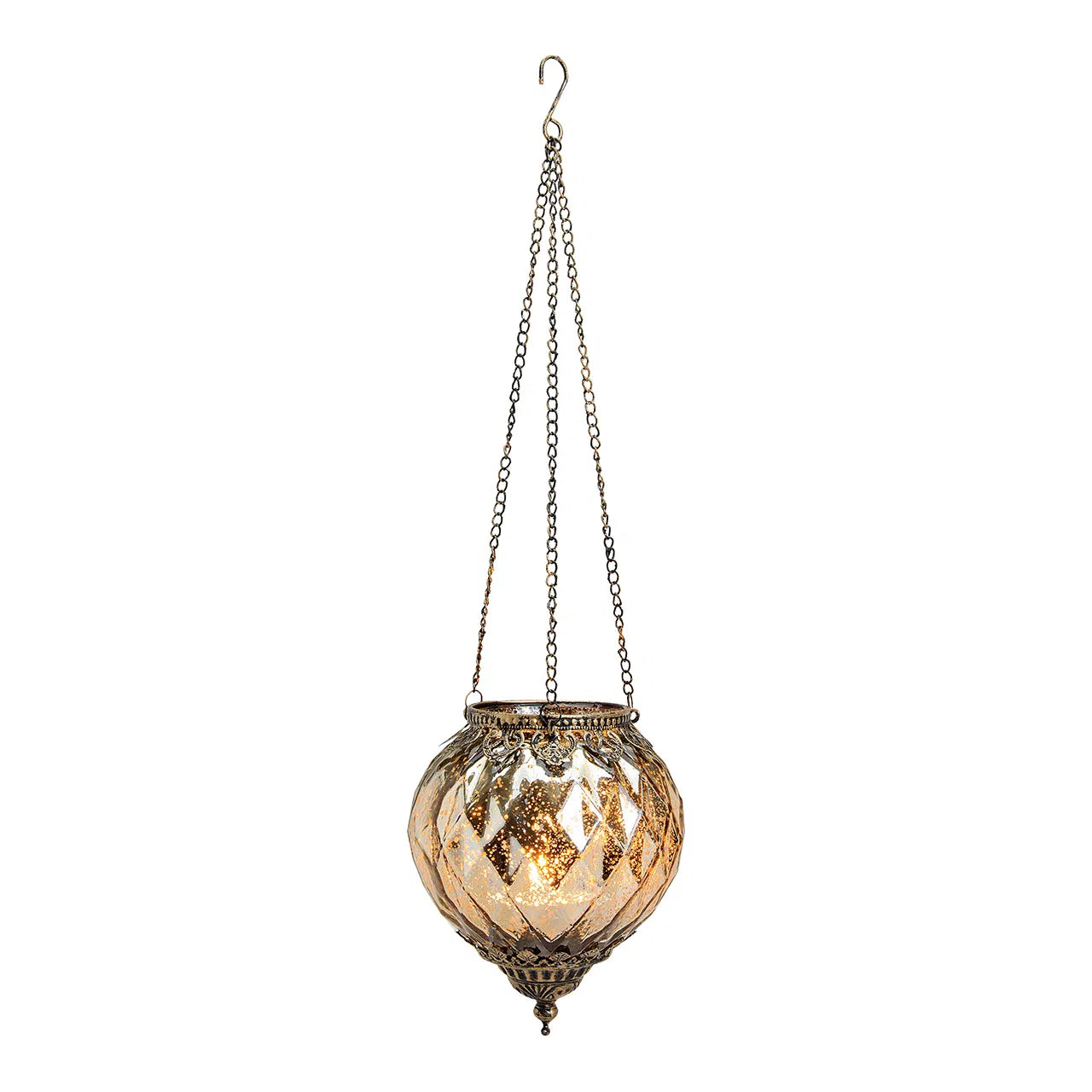 Windlicht Marokko dekor zum hängen aus Glas,Metall Gold