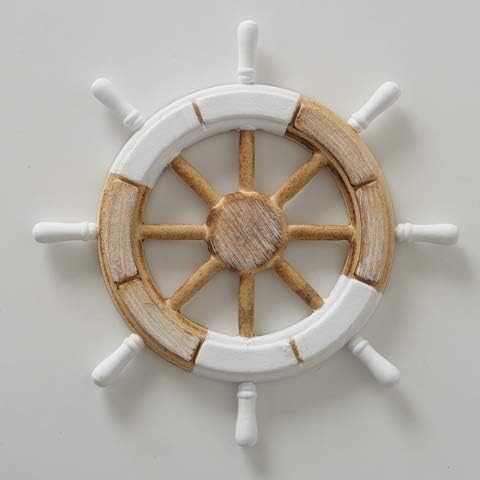 Deko Steuerrad Schiff Wandobjekt Holz weiß natur maritim Ø 30 cm Boltze Nautilus