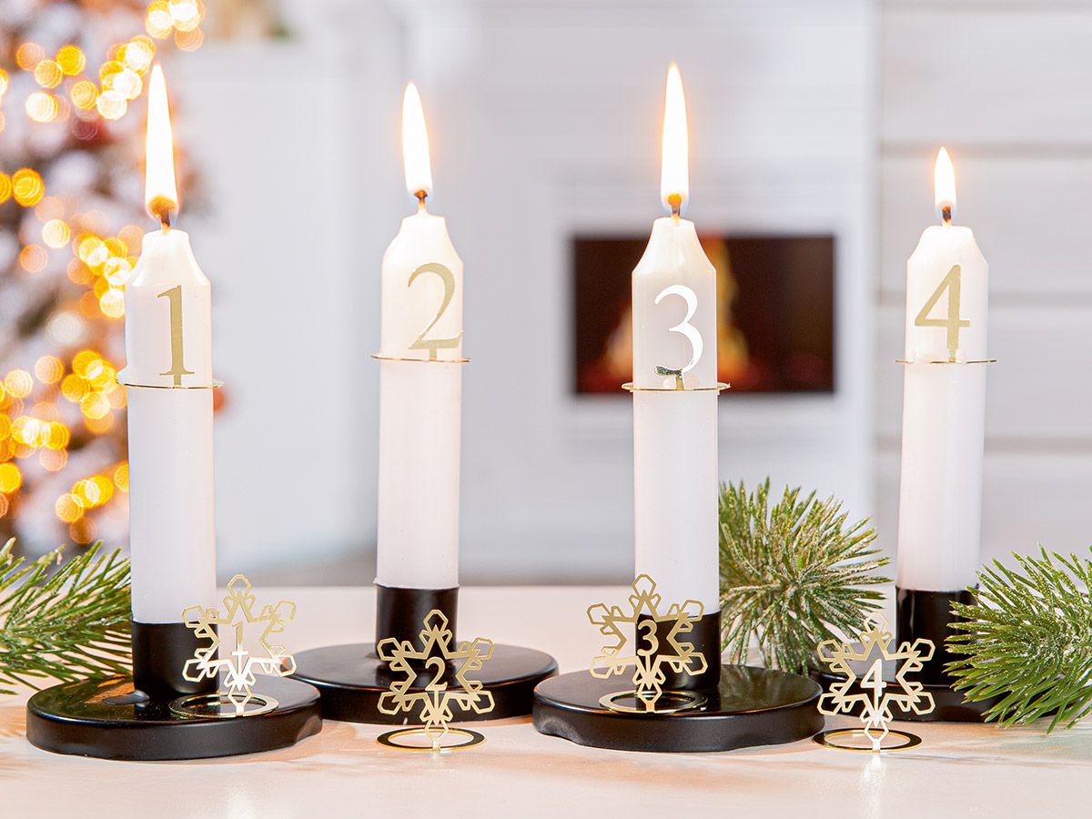 Adventzahlen für Stabkerzen 4er Set