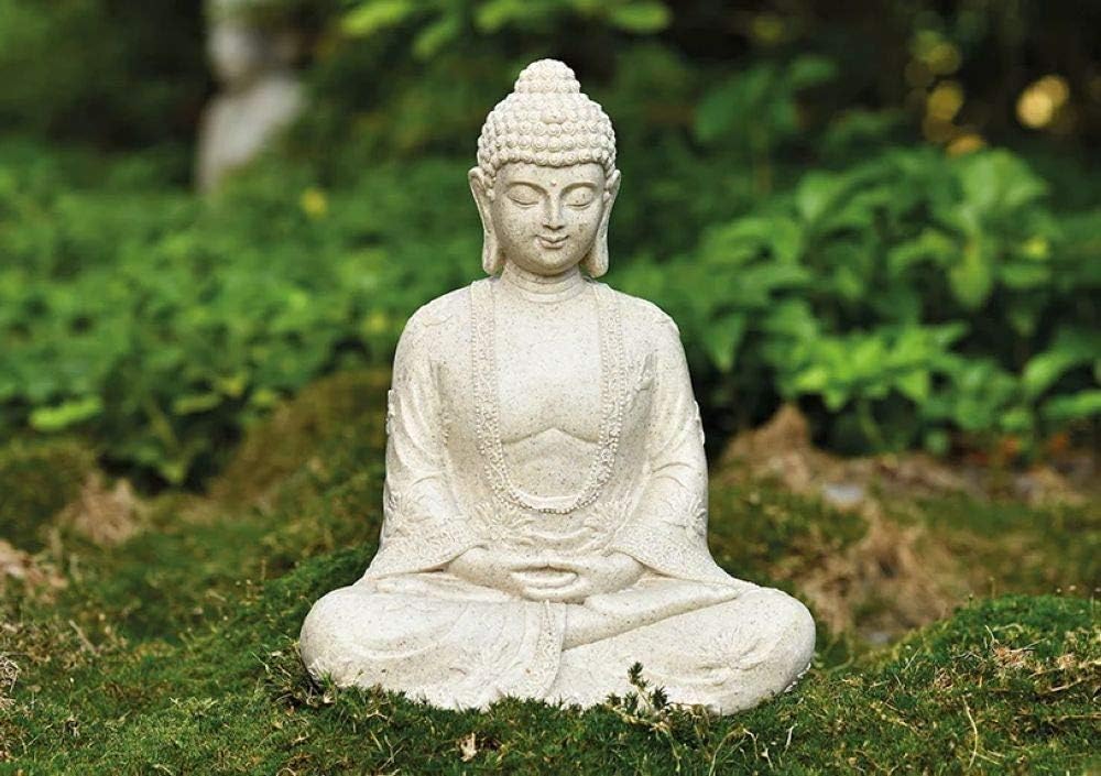 Buddha-Figur sitzend, 23cm in Beige | Deko-Artikel für Wohnung, Haus & Garten | Buddha-Skulptur, Wohnaccessoire ideal als Geschenk | Wetterfeste Buddha-Statue Feng Shui Dekoration | Garten-Figur