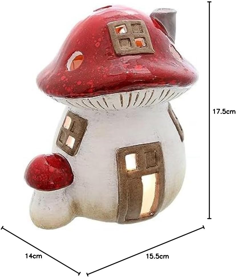 Windlicht Pilzhaus | Teelichthalter Pilz | Herbst Winter Dekoration | 17,5 cm