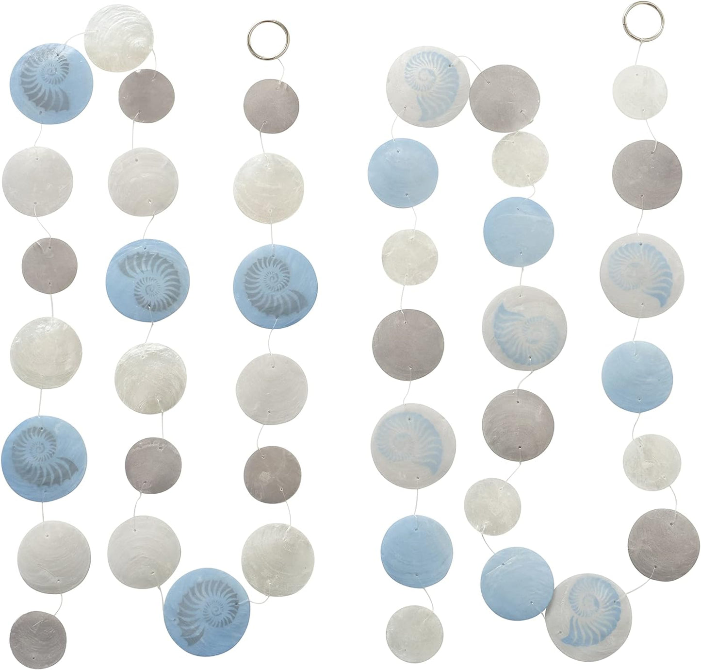 Boltze Girlande Blake Capiz blau grau Länge 180 cm Muschel Sand Meehr maritim 2er Set
