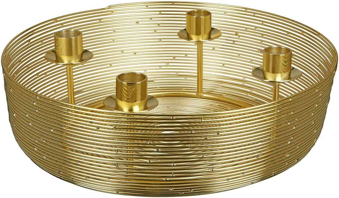 Adventskranz Adventsleuchter Edelstahl Duo Gold 30cm Durchmesser 9,5cm hoch