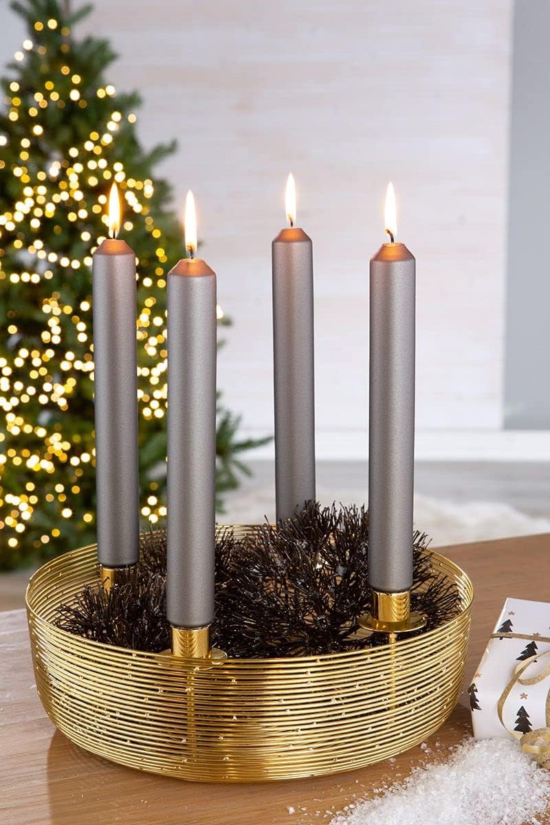 Adventskranz Adventsleuchter Edelstahl Duo Gold 30cm Durchmesser 9,5cm hoch