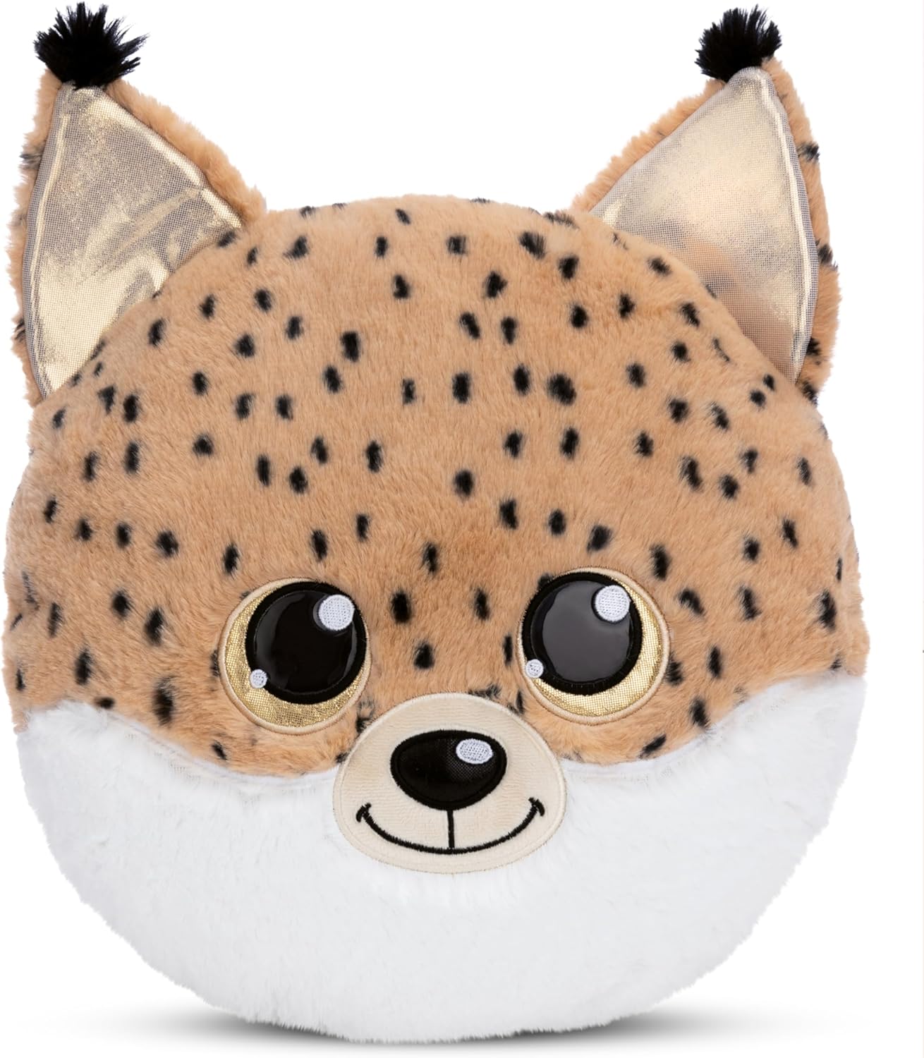 NICI Kuscheltier Kissen GLUBSCHIS Luchs Lenzo 32 x 32 cm - Flauschig-weiches Kuschelkissen für Babys & Kleinkinder, Kinderkissen für Jungs & Mädchen - 61369
