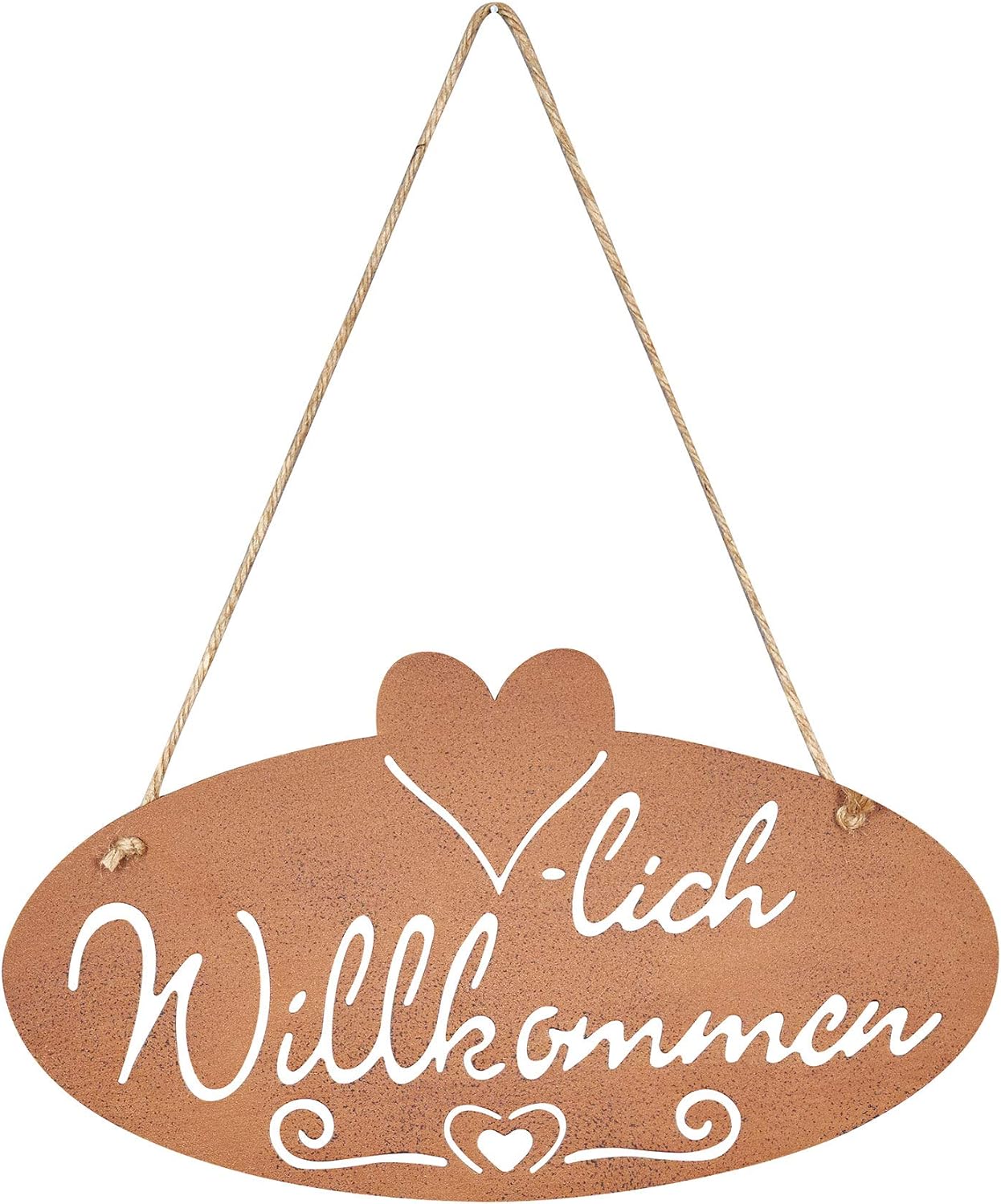 Schild Willkommen Rost Herz 28,5x16cm Edelrost Garten-Deko Rostdeko Türschild Wandbild Wandschild