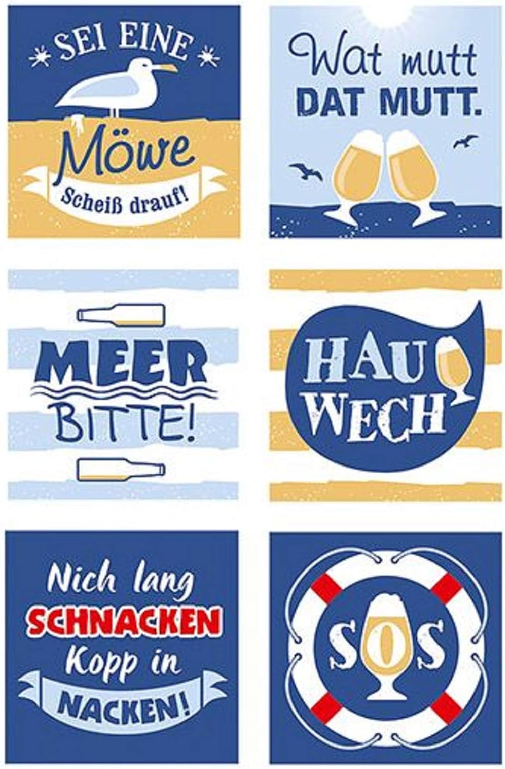 Bierdeckel Memospiel 12 Bierdeckel 6 Motive Glasuntersetzer
