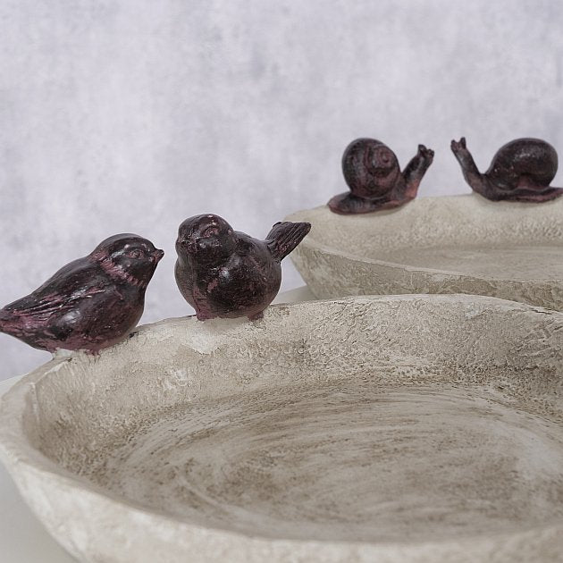 Vogeltränke Vogelbad mit 2 Vögel oder 2 Schnecken, aus Kunstharz