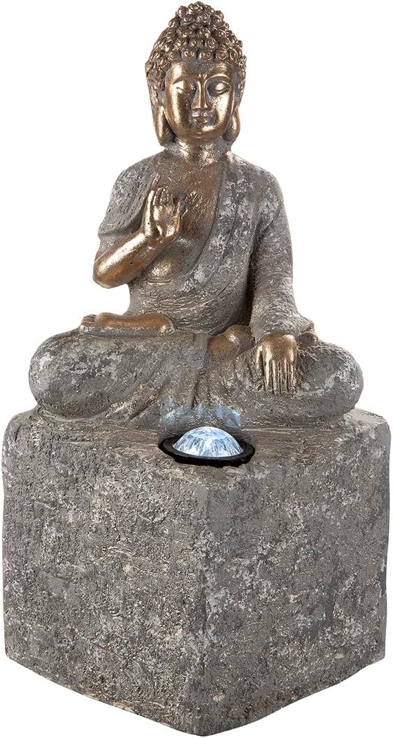 GILDE Deko LED-Solar Buddha Figur sitzend - für den Außenbereich geeignet - Höhe 46 cm