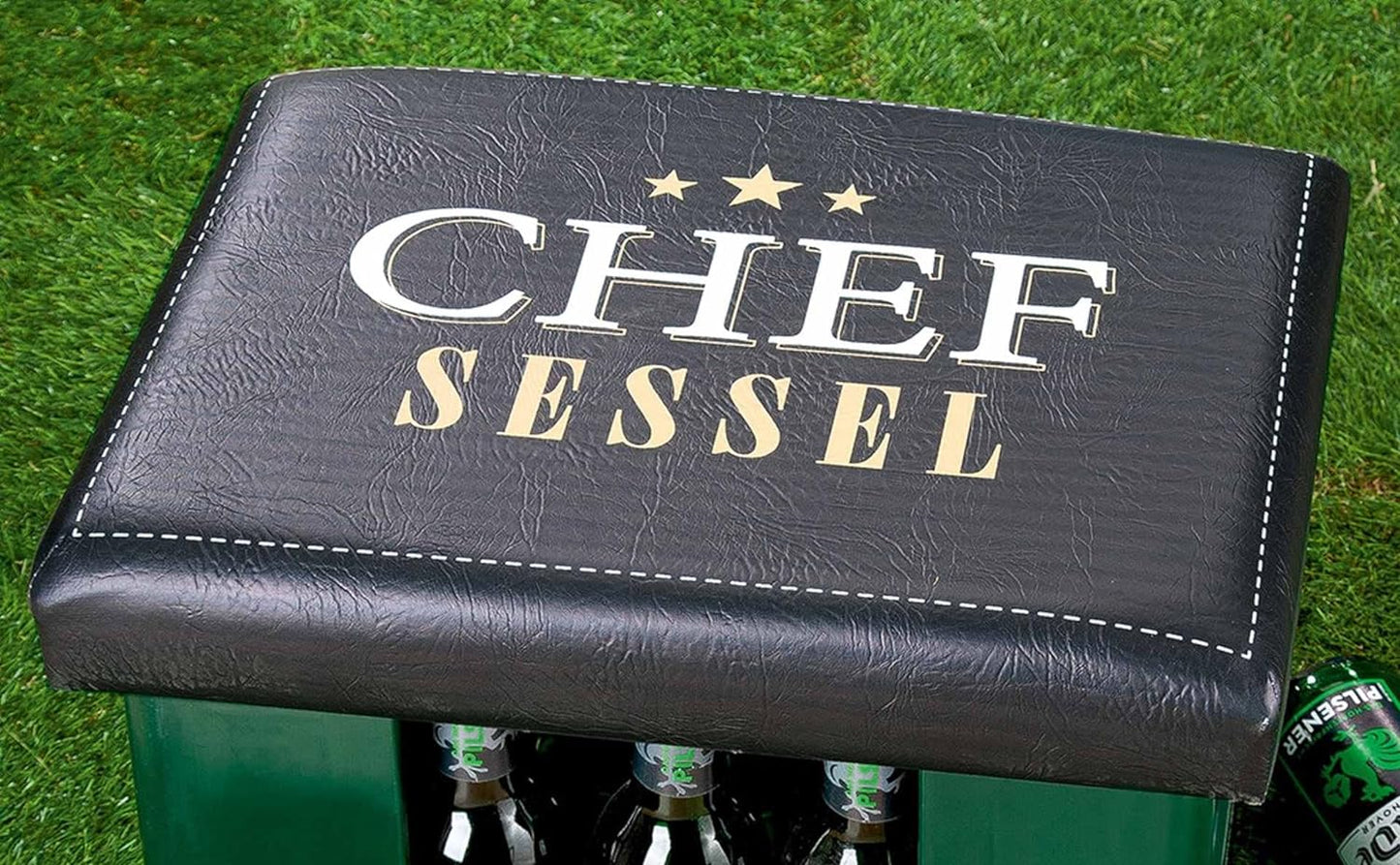 Bierkastensitz Bierkastendeckel Bierkastenpolster mit Spruch Lieblingsplatz/ Gerste Hilfe/ Grillen Chillen Kastekillen/ Heute: Besoffene Gesellschaft/ Chefsessel