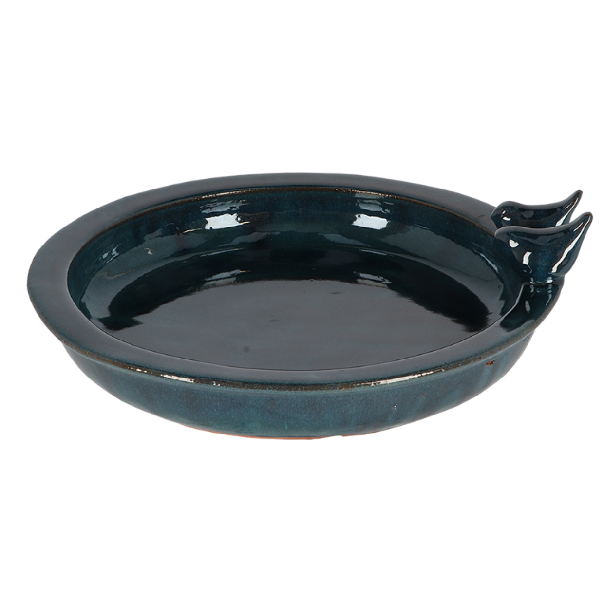 Esschert Design Vogeltränke Vogeltränke Keramik D37H9,7cm petrol Vogelbad Vögel Futterschale Garten Deko