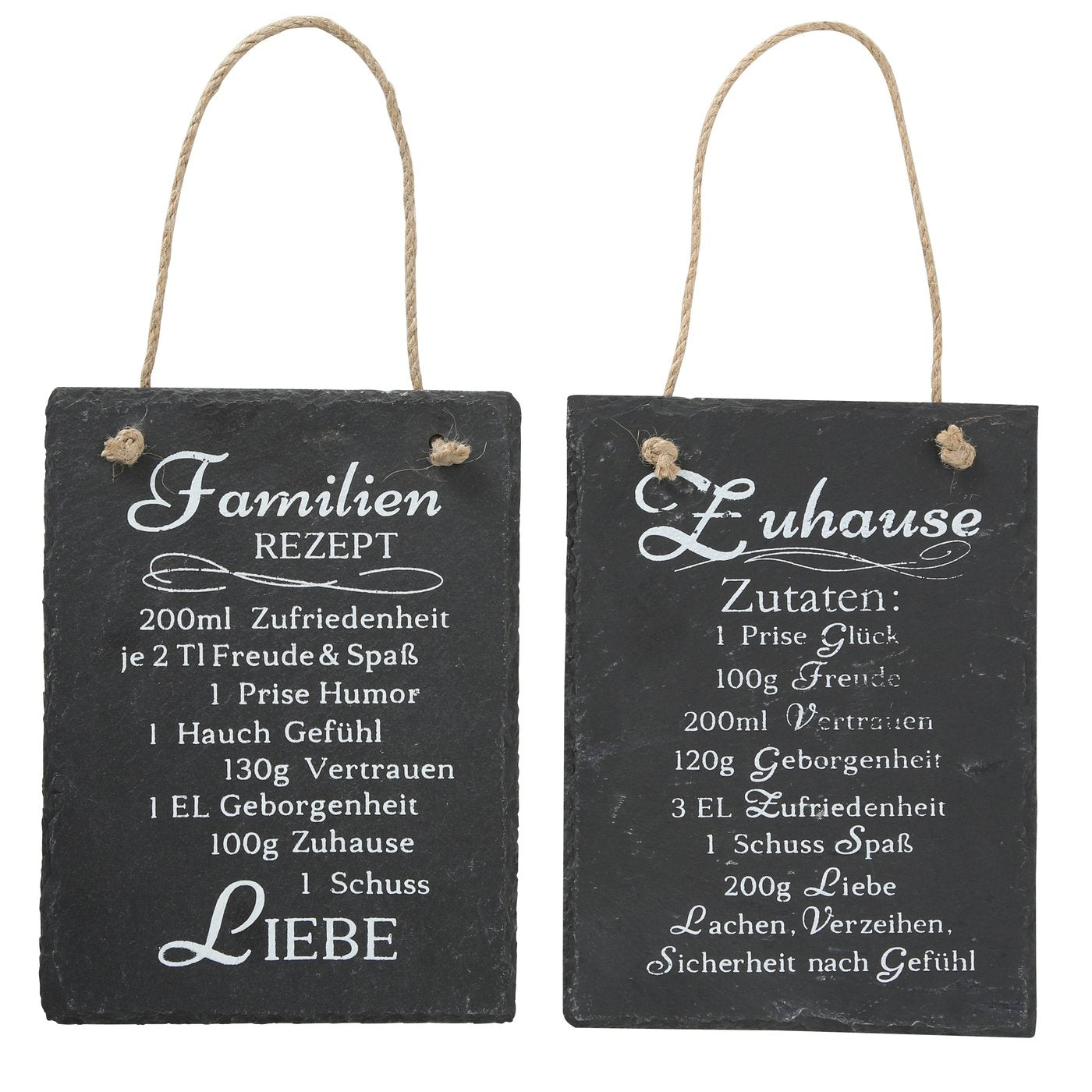 2 xBoltze Schild Rezept Zuhause + Familienrezept Schiefer schwarz Höhe 20 cm, Deko, Küche, Wandobjekt