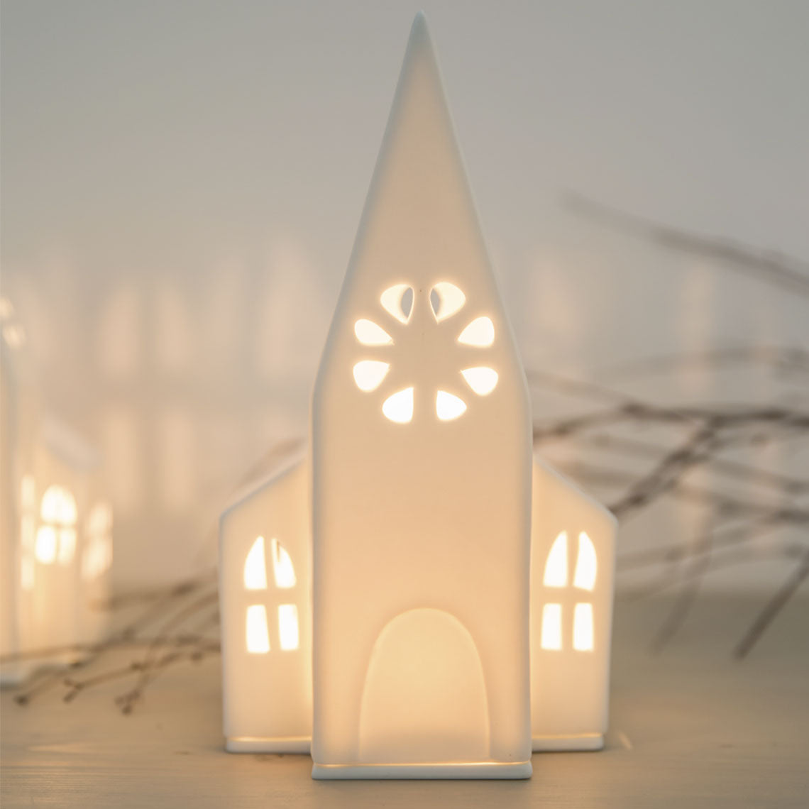 Räder Lichthaus Windlicht Kirche groß Höhe ca. 22cm