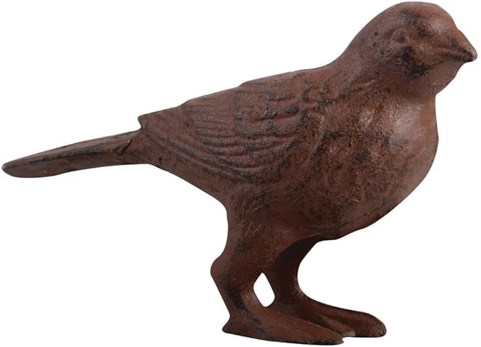 Esschert Design Gartenfigur, Skulptur Motiv Vogel, stehend, aus Gusseisen in braun, ca. 12 cm x 4,5 cm x 8 cm