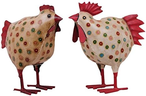 Exner Deko-Huhn Garten-Huhn Garten-Deko Metall bemalt Preis für 2 Stück Hahn und Huhn