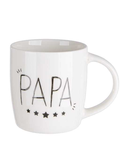Gilde Tasse/Becher "Papa" Knochenporzellan Weiß Schwarz Gold Spruch Geschenk