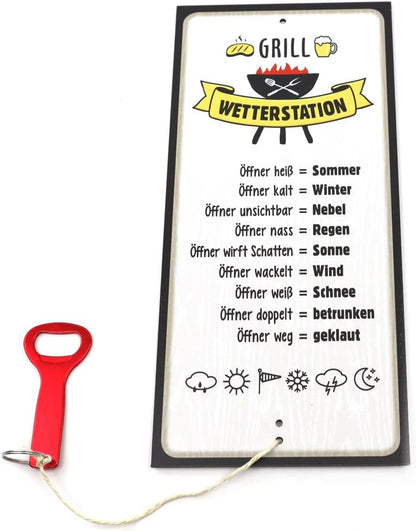Flaschenöffern und Wetterstation Schild von Gilde